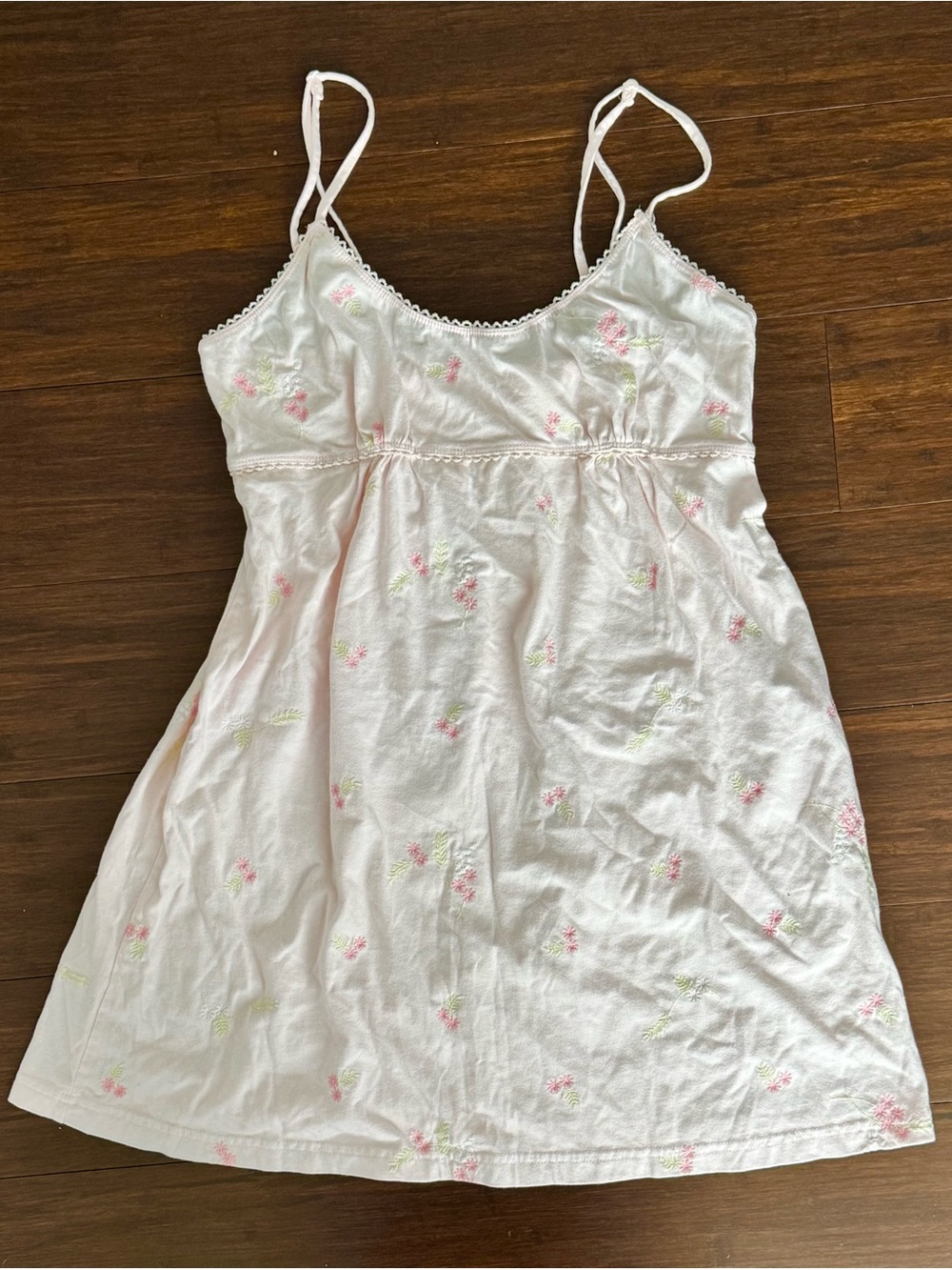 Vintage 90’s Victorias Secret Country Baby Doll Floral Cotton Chemise Slip Dress
